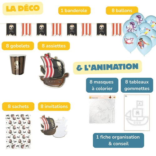 Contenu kit anniversaire pirate 3-4 ans