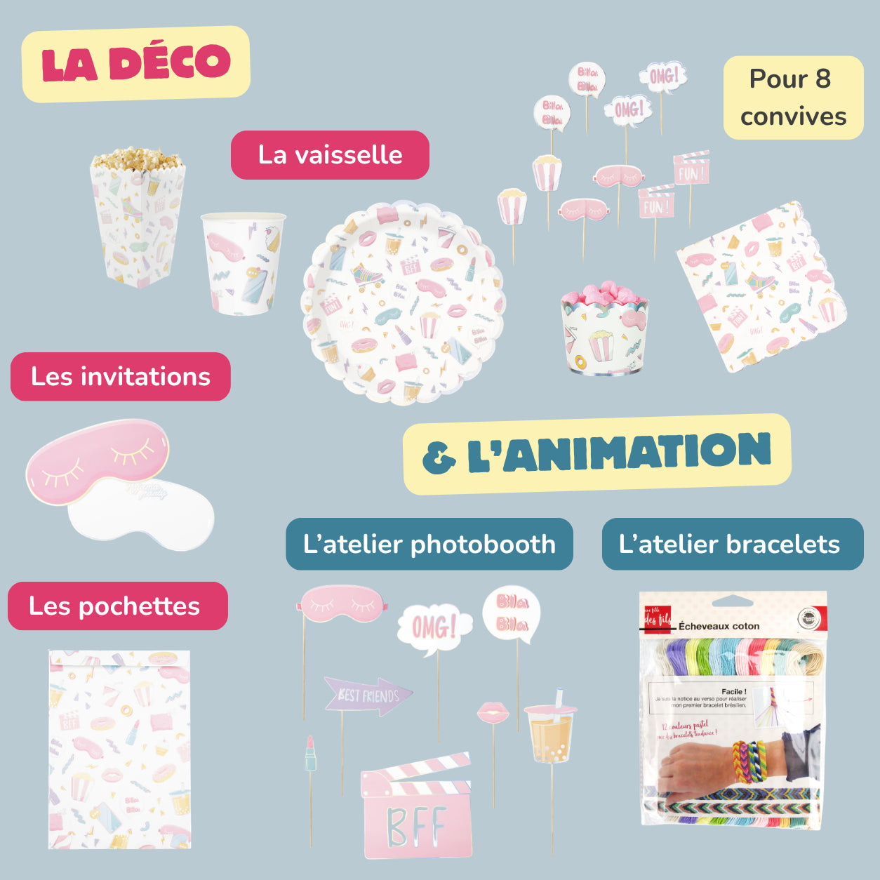 Contenu kit soirée pyjama filles